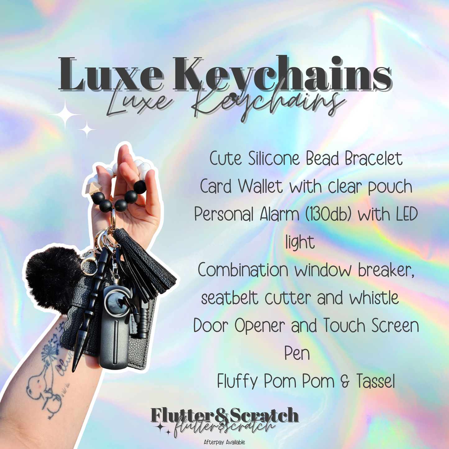 Beige & Black Luxe Keychain