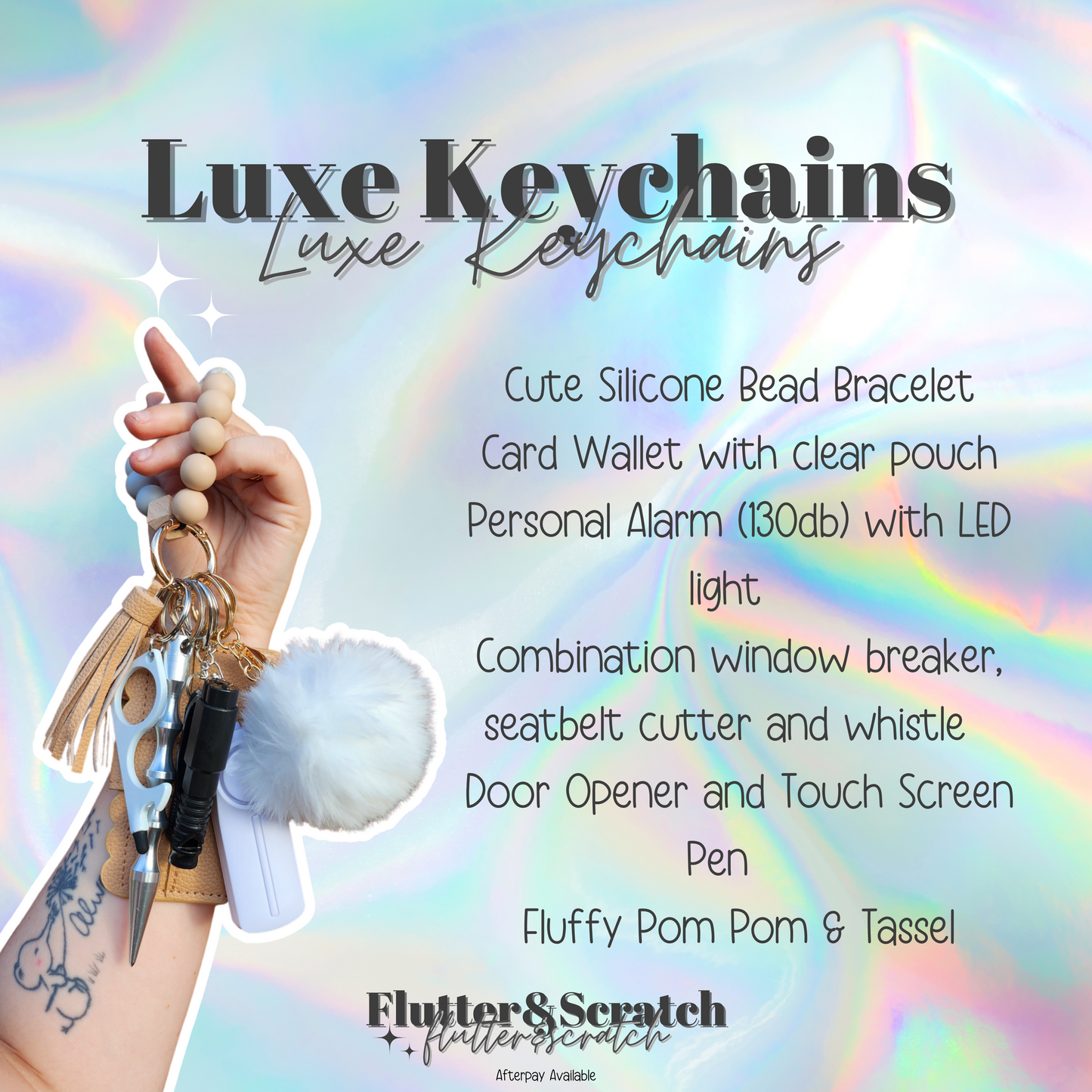 Beige & Black Luxe Keychain