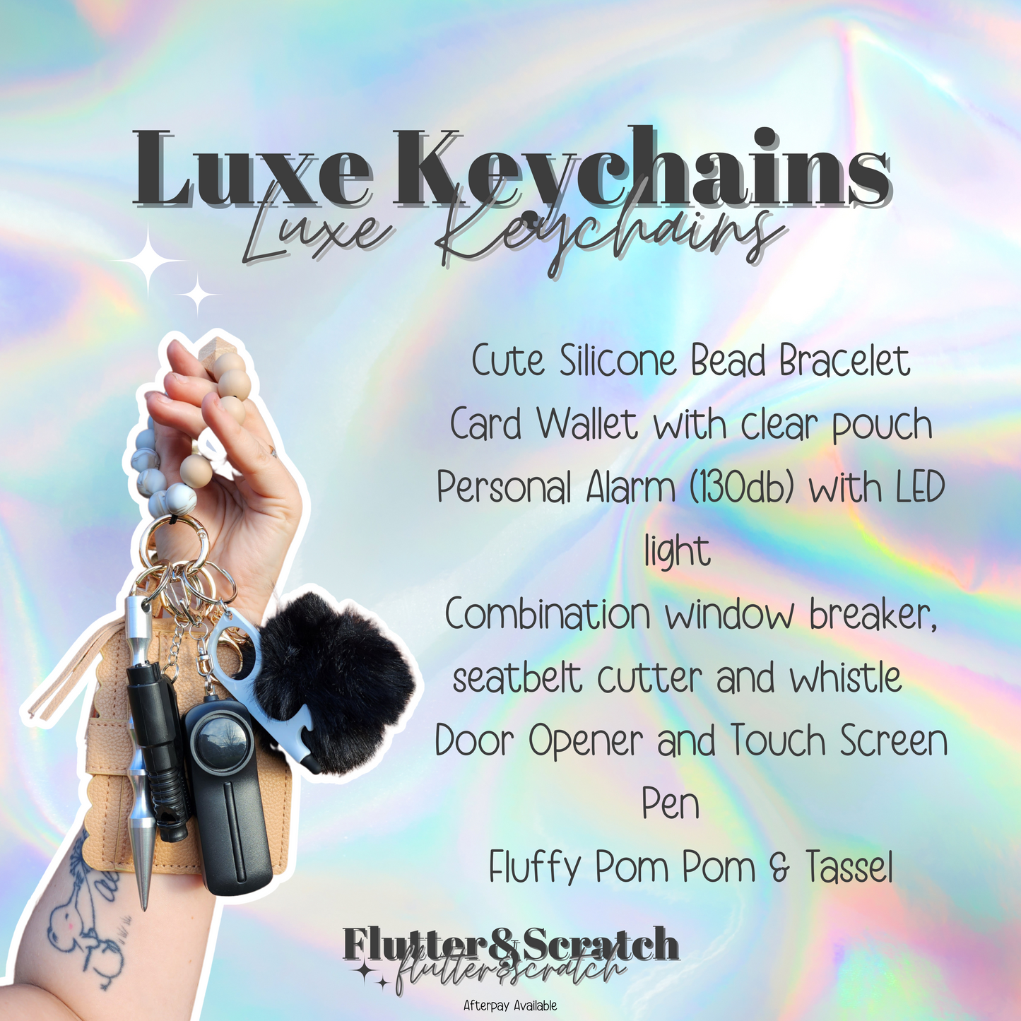 Beige & Black Luxe Keychain